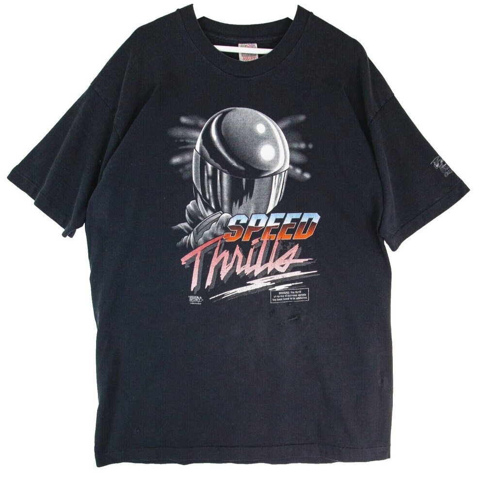 Race Face Speed Thrills Graphic T Shirt Vintage 90's Auto Racing Men's Size XXL
